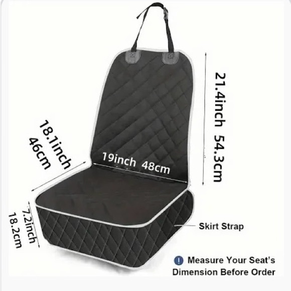 Dog Car Seat Cover for Front Seat, Pet Vehicle Seat, Non-Slip Black Cover - Picture 2 of 5